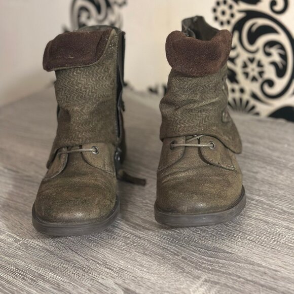 Miz Mooz Slouchy Studded Buckle Suede Ankle Boots - Picture 2 of 5